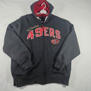 San Francisco 49ers Full Zip Hoodie Size 2XL Gray with Sewn & Screened L…